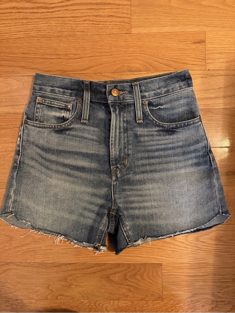Madewell Faded Blue High-Rise Cutoff Denim Shorts